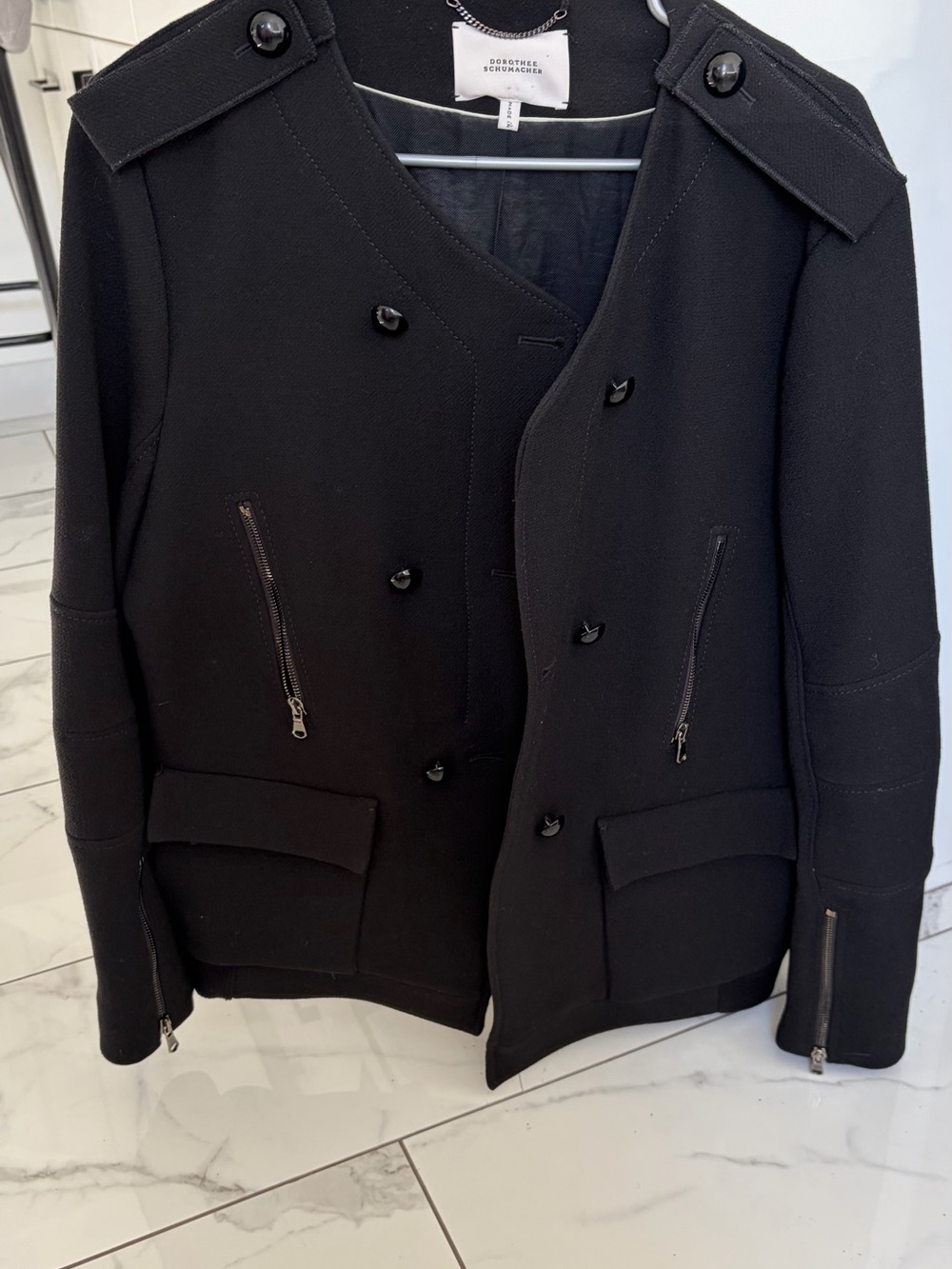 Double-Breasted Black Pea Coat by Dorothee Schumacher